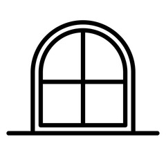 Arched glass window icon. Vector.