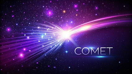 Obraz premium Futuristic Purple Ice Comet Vector Illustration for Astronomical Poster Design