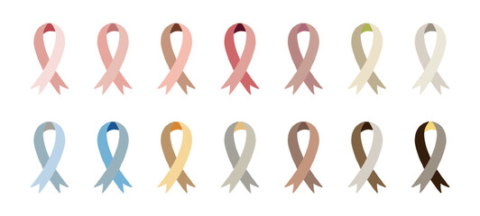 シンプルなリボンアイコン 手描きイラストセット