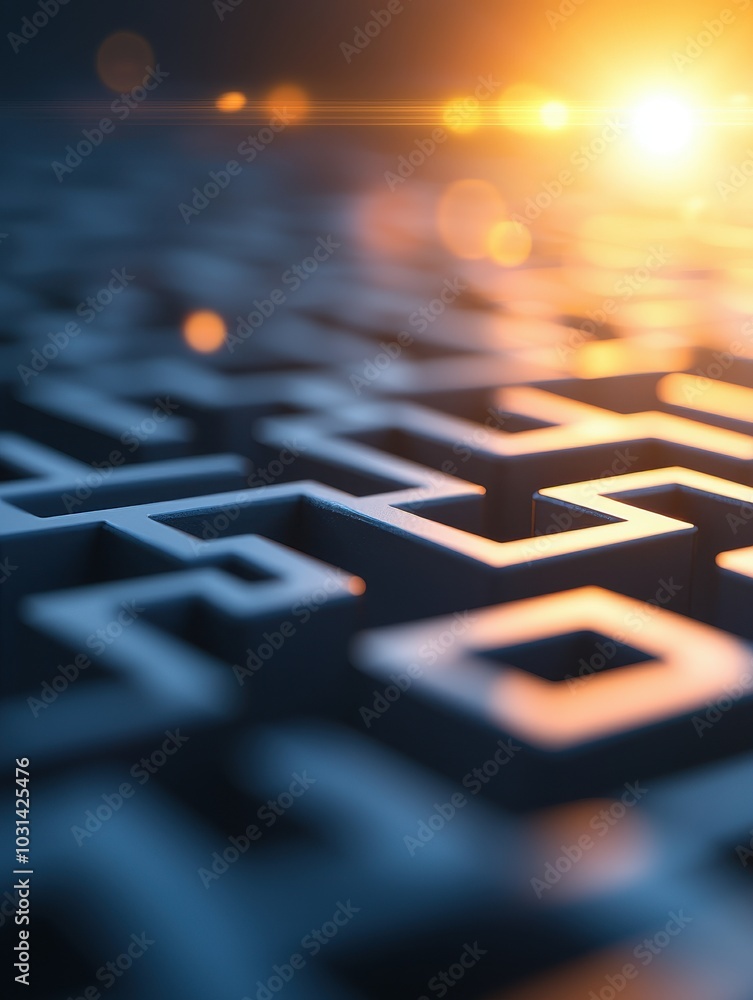 Poster close-up of a maze structure with a dramatic light effect.