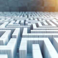 A close-up view of a complex maze structure with soft lighting.