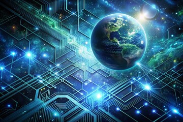 Fototapeta premium Futuristic Space Systems: Abstract Vector Background for Technology and Innovation