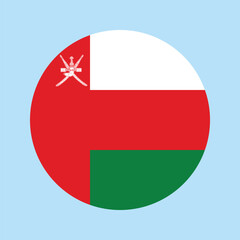 circular flag of Oman country with a blue background , National flag of Oman country