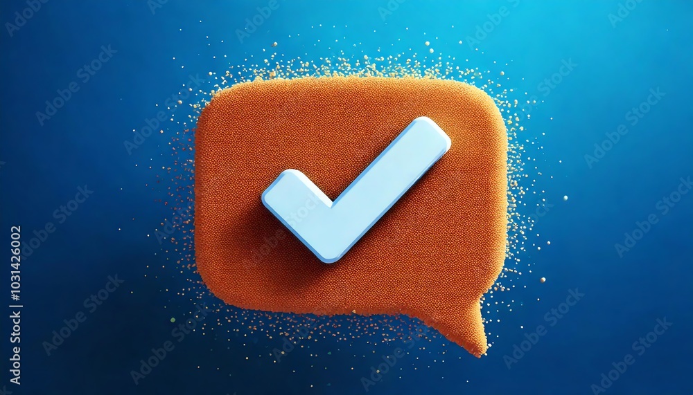 Poster a vibrant chat bubble with an embedded checkmark, symbolizing communication and positive affirmation
