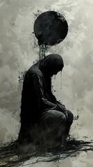 Obraz premium Dark Abstract Figure: A Study in Melancholy