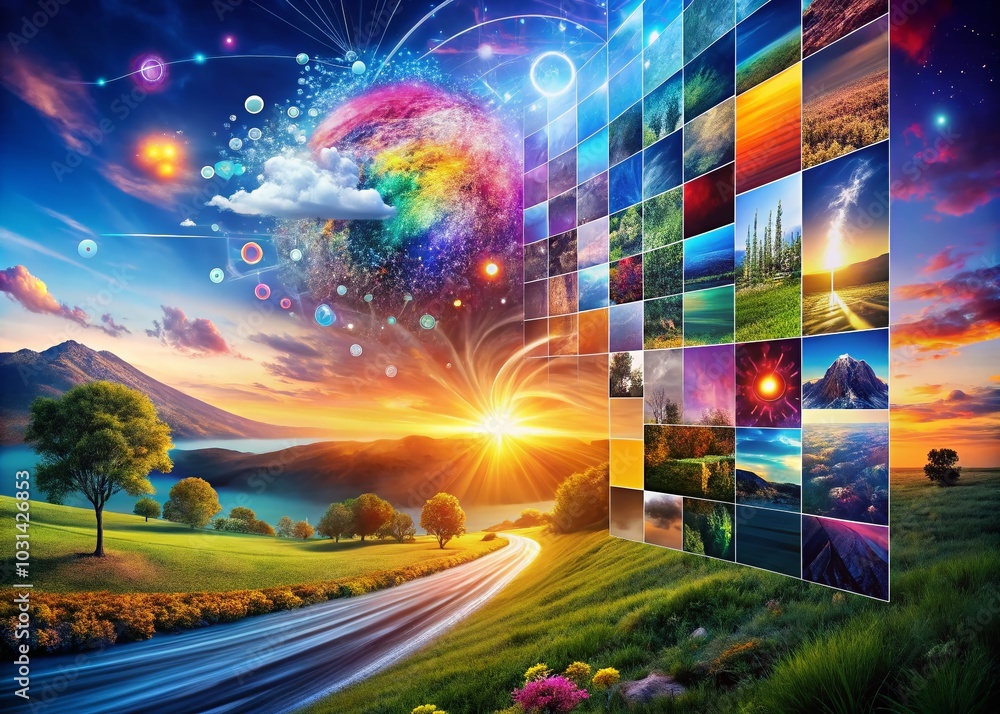 Poster Generative AI Innovations on a Bright Background with Space for Text