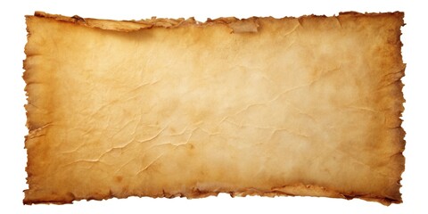 Vintage unfolded piece of parchment paper with a long shot perspective on antique background