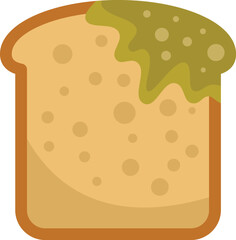 Simple vector illustration of toast bread with melted chocolate spread on top isolated on white background