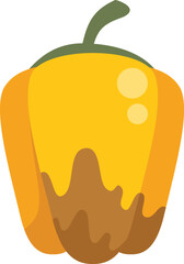 Yellow bell pepper rotting and decaying with mold growing on it