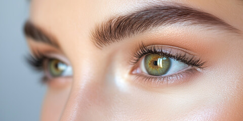 Obraz premium Close-up photo of beautiful hazel green female eyes.
