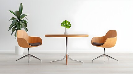 Stylish Walnut Wood Dining Room with Chrome Table and Matching Chairs