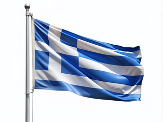 Obraz premium Greek Flag Waving in Long Exposure with High-Detail Fabric Texture on Transparent Background