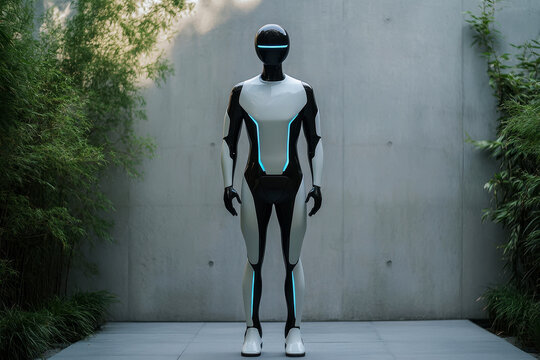 Artificial Intelligence, a Optimus humanoid robot on natural background , futuristic concept,
