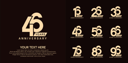 Anniversary logo set vector design, brown color for celebration event