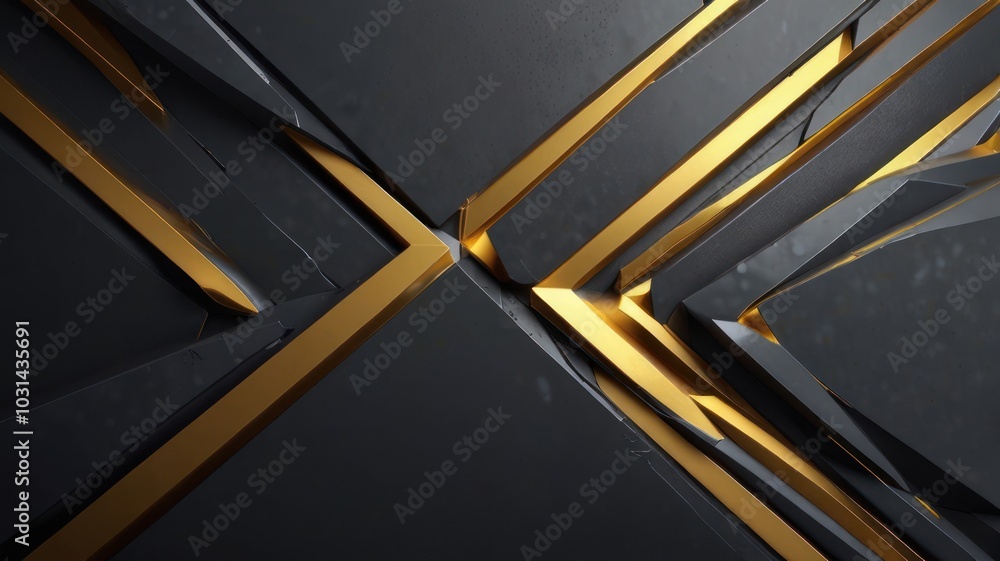 Poster abstract background with intersecting gold lines on a black textured surface.