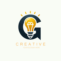 G letter with light bulb vector logo design