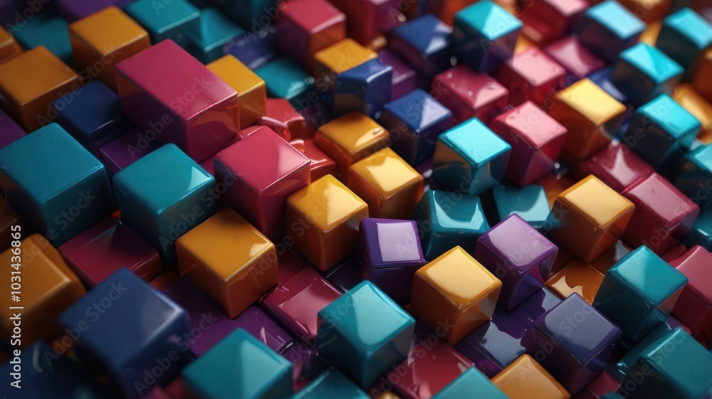 Poster abstract colorful background with glossy cubes.
