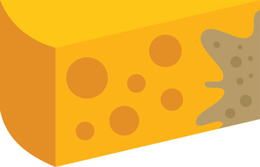 Cartoon drawing of a triangle piece of swiss cheese melting on a white background