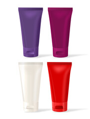 mockup of tube, cups for skincare and cosmetic with series elegant color