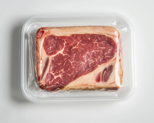 Fresh American Wagyu beef in a plastic container