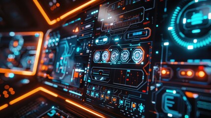 Obraz premium A computer monitor with a blue and orange background