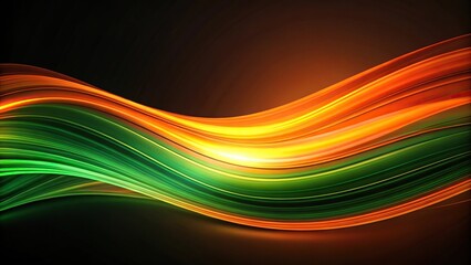 Abstract orange and green wave on dark background