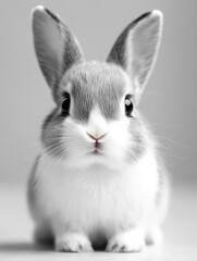 Obraz premium Portrait of a Baby Bunny on White Background