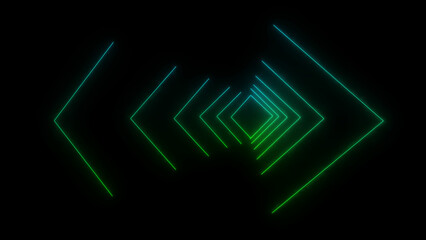 Abstract Neon Arrows Line Rainbow Color on Black Backgroun