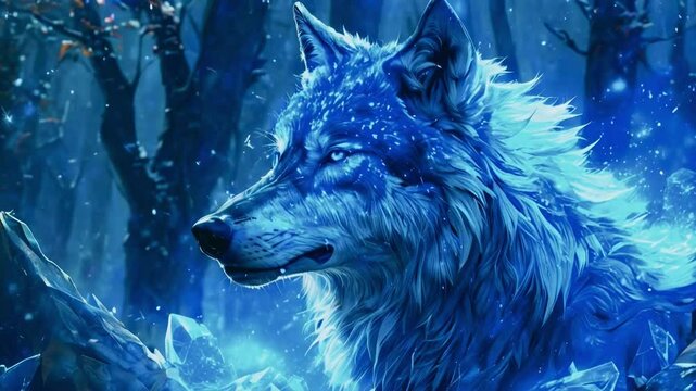 Blue Wolf Guardian of the Crystal Forest
