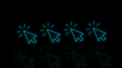 Touch pointer  arrow cursor stroke icon glowing neon animatio