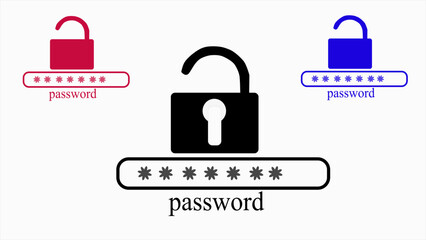 lock icons set on white background, security sign, safety symbol, padlock