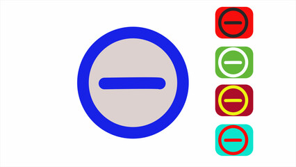 Minus Icon set  Flat Design on White Background.