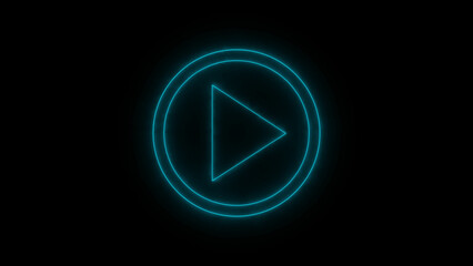 Fototapeta premium Wide gaming background with glowing play button. Press to play. Start button.