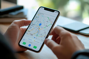 map on laptop on local SEO with targeted mapping strategies for location optimization and audience. Concept Local SEO, Mapping Strategies, Location Optimization.