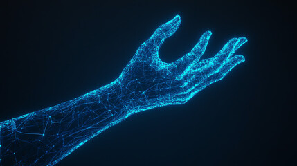 Digital hand reaching out, futuristic design