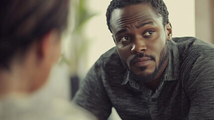 A compassionate counselor listening to someone sharing their struggles with alcohol abuse, offering guidance and support