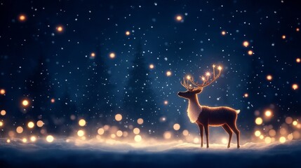 Enchanted reindeer in a snowy winter landscape