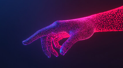 Glowing digital hand reaching out