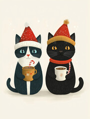 Christmas Cat Card Art