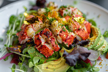 Lobster Salad with Avocado and Gold Leaf