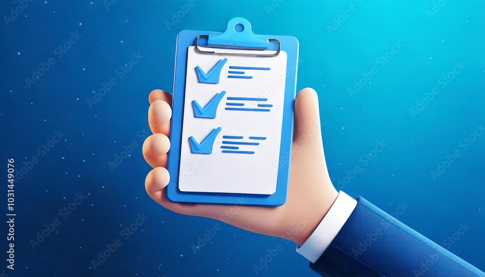 Aufkleber a hand holds a clipboard featuring a checklist with checked boxes, symbolizing organization and task