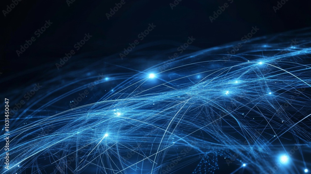 Aufkleber dark blue digital illustration of interconnected lines and dots in radial pattern, creating a futuri