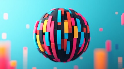 Obraz premium Colorful Globe Made of Data Bars and Pie Charts