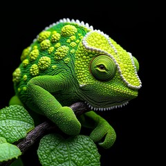 Fototapeta premium Chameleon Curling Tail on White Background