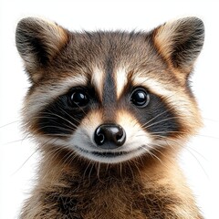 Obraz premium Detailed Raccoon on White Background