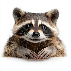 Obraz premium Isolated Raccoon with Detailed Fur on White Background