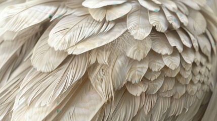 A close up of a bird's feather, with its white