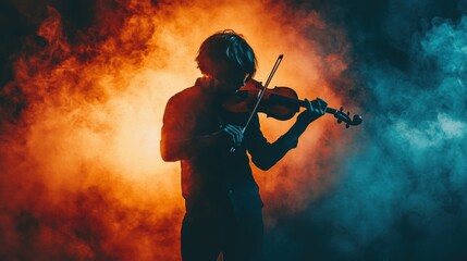 Fototapeta premium Musician Tuning Instrument in Dramatic Lighting