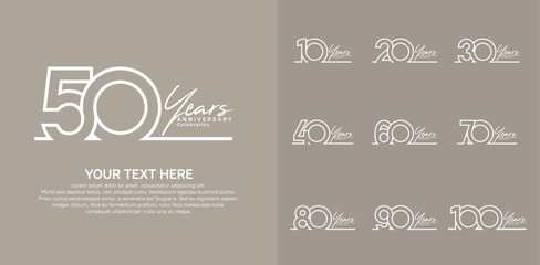 Anniversary logo set vector design, white color for celebration event