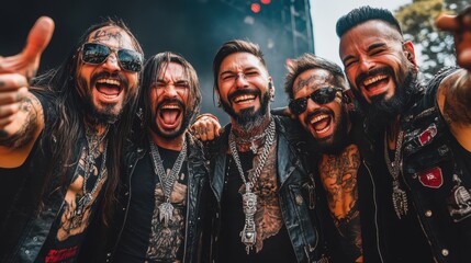 Band Members Celebrating with Excitement Backstage